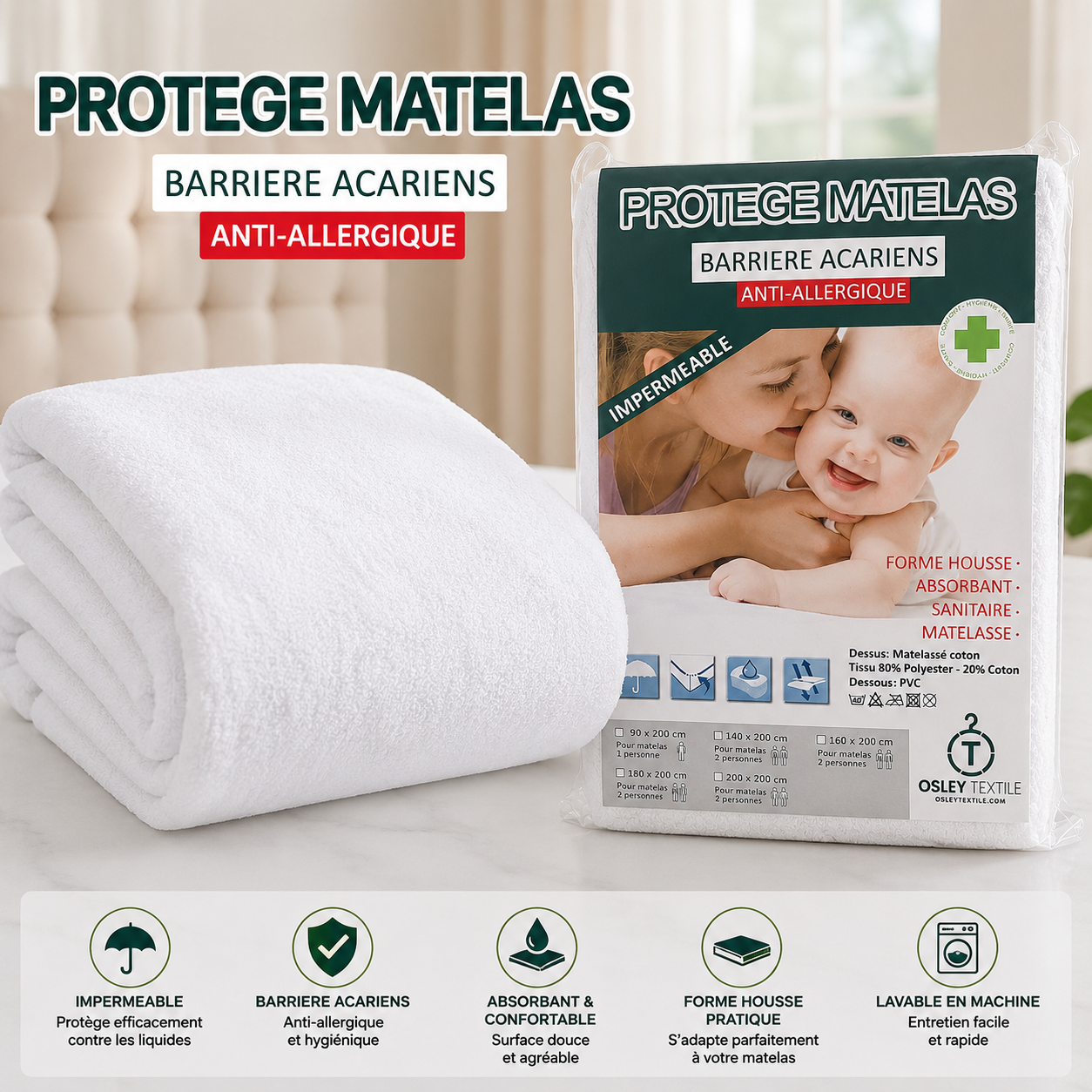 Housse Matelas Premium 100 % Étanche King Size